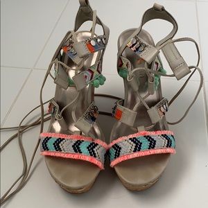 Madden Girl Multi Color Lace up Wedges